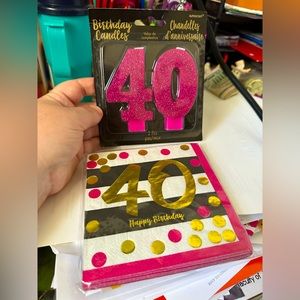 40th birthday candles & napkins